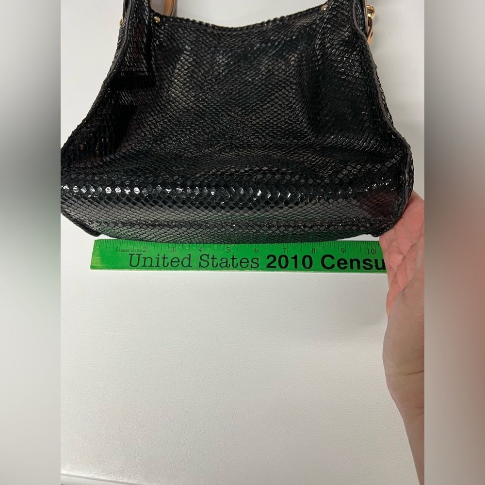 Sondra Roberts Squared Black Metallic Scale Textured Shoulder Bag Purse - Picture 9 of 9
